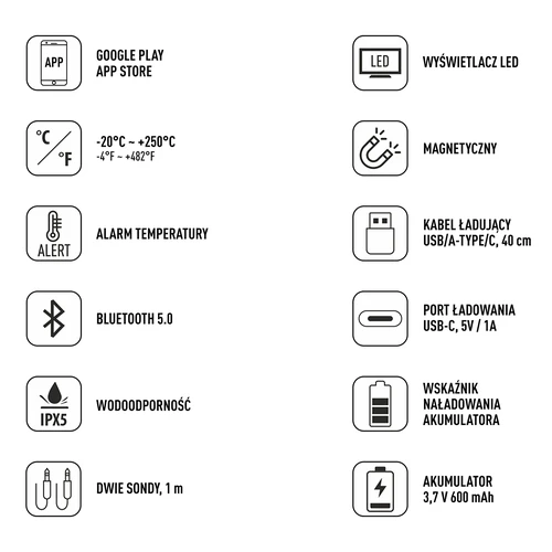 Køkkentermometer med Bluetooth, 2 sonder - 8
