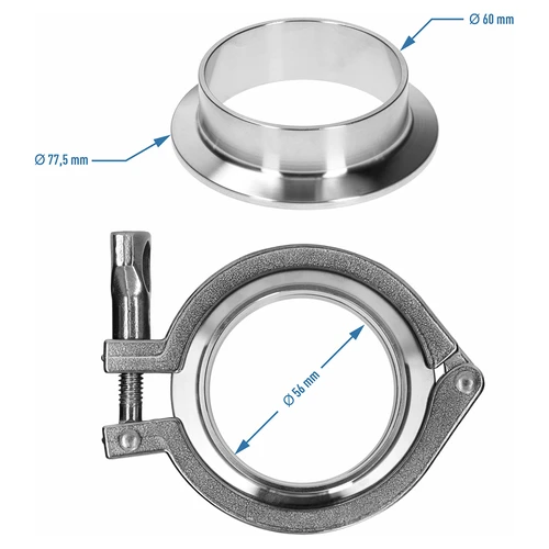 Komplet Tri-Clamp-forbindelse 77,5 x 60 mm - 5
