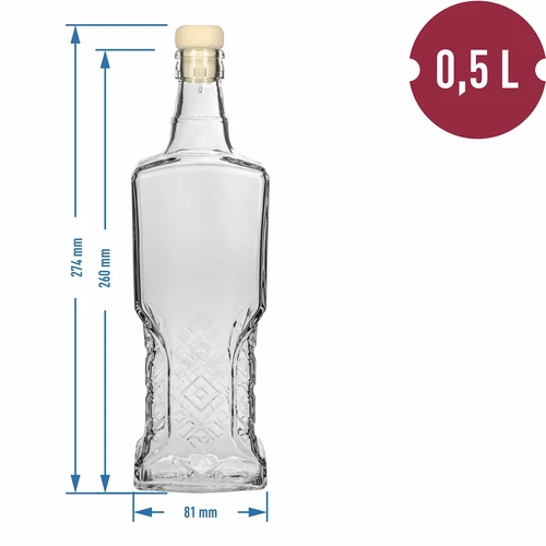 Kredensflaske 0,5 L med kork - 5