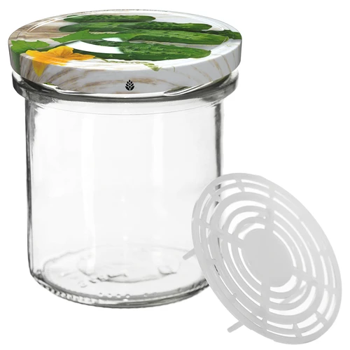 Krukke 350 ml med låg og presser - 6 stk. - 4