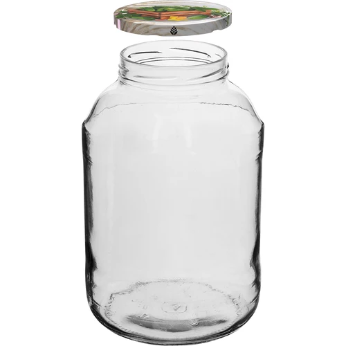 Krukke 4 L, farvet låg + gaffel eller tang - 3
