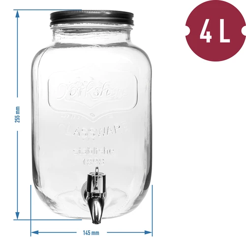 Krukke til limonade, med hane - glas, 4 L - 5