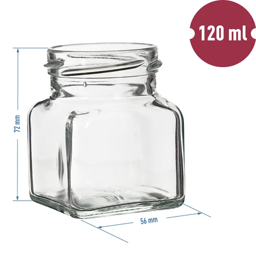 Krukke TO 120 ml Fire hjørner fi 53 låg - 6 stk. - 5