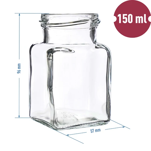Krukke TO 150 ml Fire hjørner fi 53 låg - 6 stk. - 6