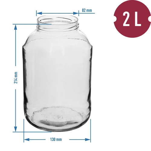 Krukke TO 2 L, fi 82/6 med farvet låg + tang - 2