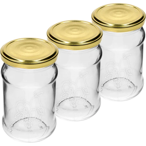 Krukke TO 300ml med tryk - mix af frugter og låg fi66/4 - 3 stk. - 2