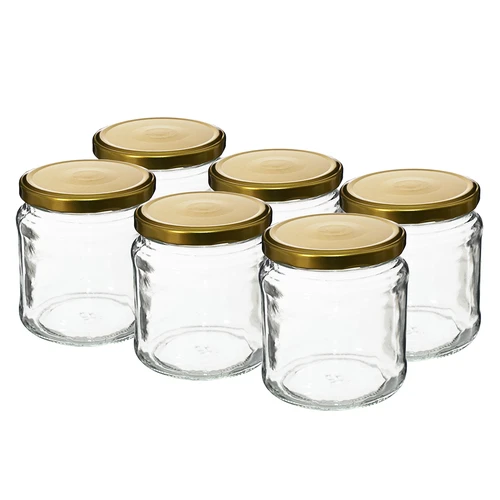 Krukke TO 500 ml med gyldent låg fi82/6 - 6 stk.  - 1 