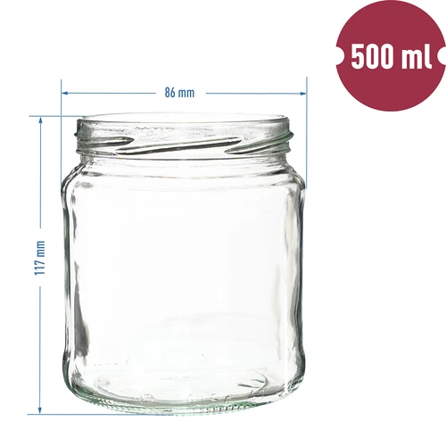 Krukke TO 500 ml med gyldent låg fi82/6 - 6 stk. - 6