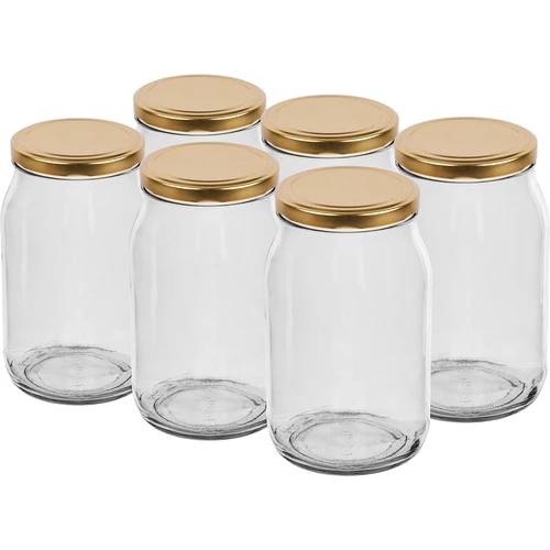 Krukke TO 900 ml med gyldent låg fi 82/6 - 6 stk.  - 1 