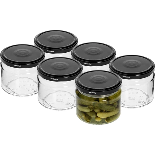 Lav krukke 330ml - med sort låg fi 82/6, 6 stk. - 3