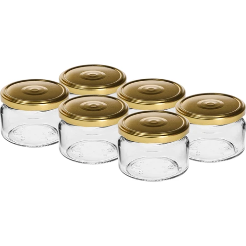 Lavt glas 200ml - med gyldent låg fi 82/6, 6 stk.  - 1 