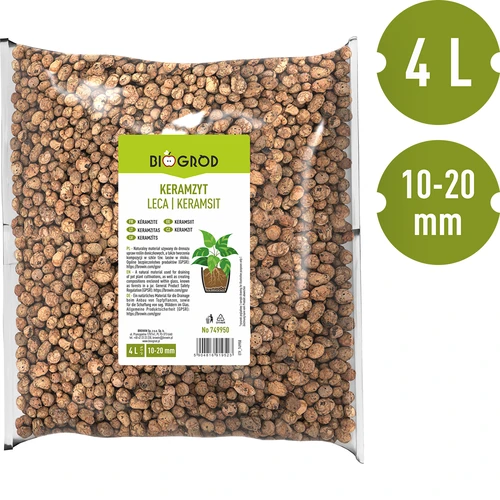Leca til potteplanter, havebrug og skove i glas 10–20 mm, 4L - 5