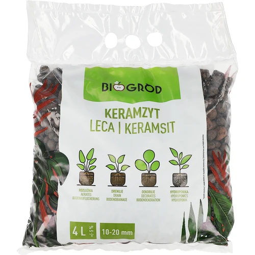 Leca til potteplanter, havebrug og skove i glas 10–20 mm, 4L  - 1 