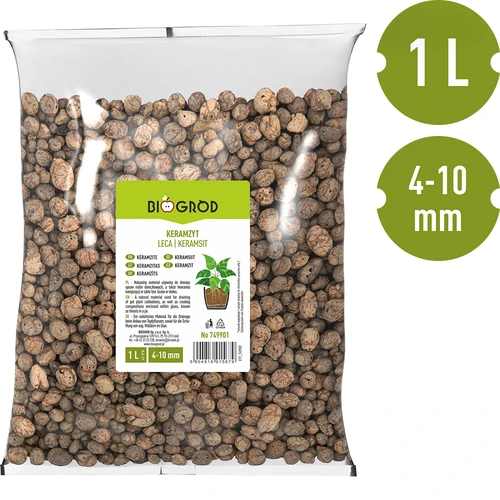 Leca til potteplanter, havebrug og skove i glas, 4-10 mm, 1L - 3