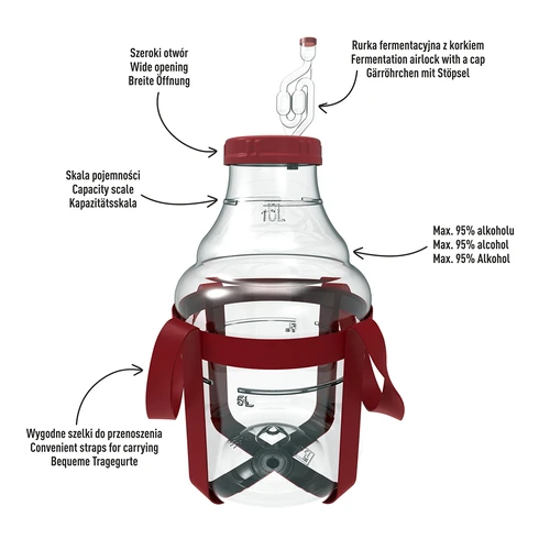 Let, brudsikker vinballon med seler, 10 L - 4
