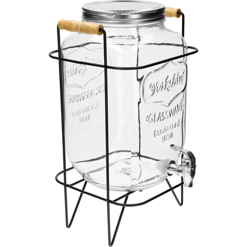 Limonadekrukke 8 L - med hane, på metalstativ med håndtag