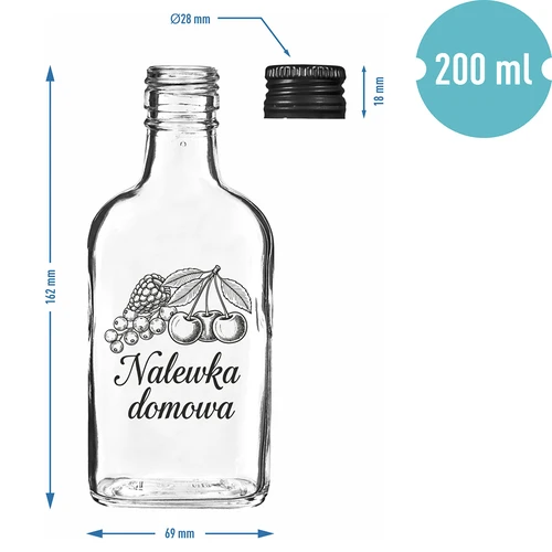 Lommeflaske 200 ml med skruelåg, tryk „Nalewka domowa”, 1 stk. - 4