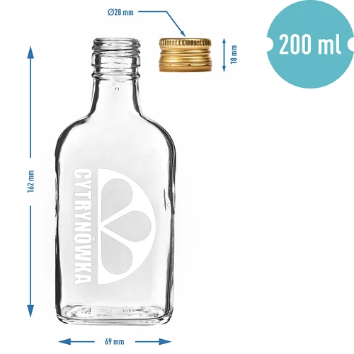 Lommelærke-flaske 200 ml med skruelåg og print „Cytrynówka”, design 2 - 4