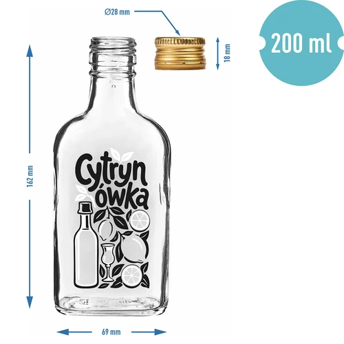 Lommelærke-flaske 200 ml med skruelåg og tryk "Cytrynówka" – design 1 - 4