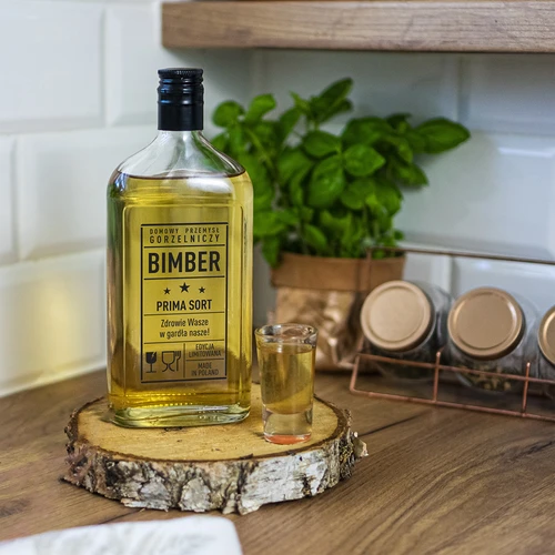 Lommelærkeflaske 0,5 L med låg og tryk Bimber PRL - 6