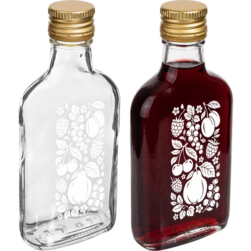 Lommelærkeflaske 200 ml med skruelåg og print "Frugter", motiv 2 - 3