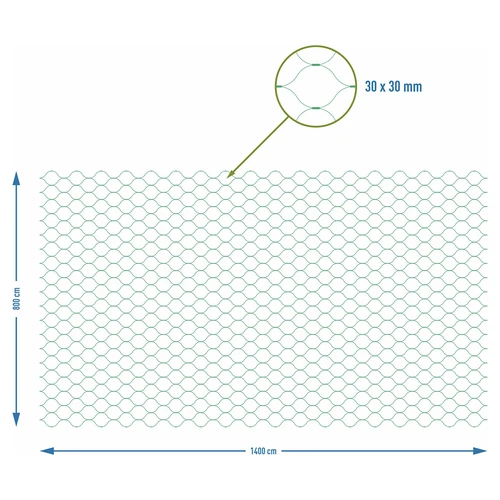 Net til beskyttelse mod fugle, grøn, 8 m x 14m - 7