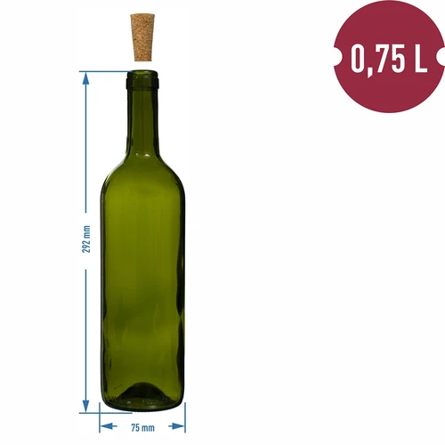 Olivengrøn vinflaske 0,75 L - pakke med 8 stk. - 6