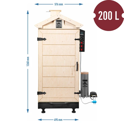 Rammeløs røgeri dragON PLYWOOD NATURE med digital controller, 200L - 8
