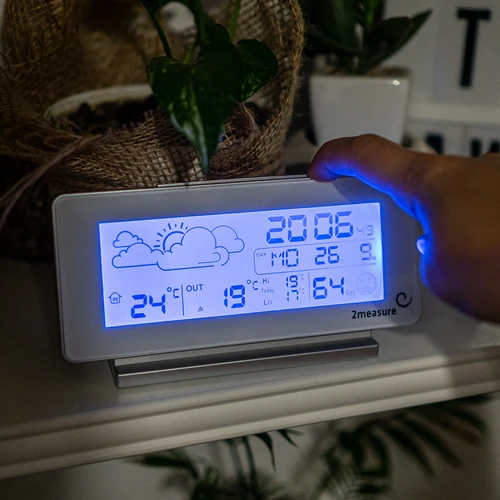 RCC vejrstation, DCF – elektronisk, trådløs, oplyst sensor, hvid - 11
