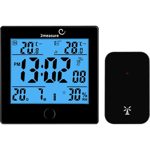 RCC vejrstation, DCF – elektronisk, trådløs, oplyst sensor, sort  - 1 