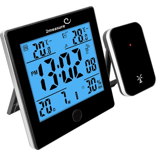 RCC vejrstation, DCF – elektronisk, trådløs, oplyst sensor, sort - 2