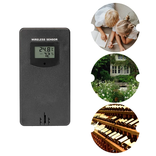 RCC vejrstation – elektronisk, oplyst, trådløs, sensor, sort - 19