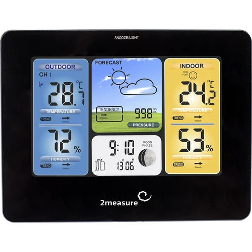 RCC vejrstation – elektronisk, oplyst, trådløs, sensor, sort - 4