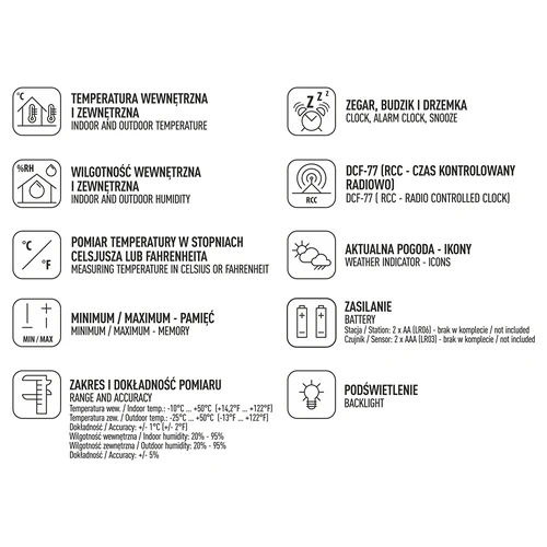 RCC vejrstation – elektronisk, trådløs, oplyst sensor, sort - 11