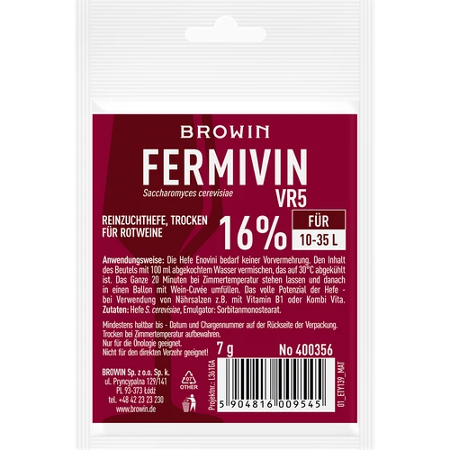 Reinzuchthefe, Tør Fermivin VR5 7g  - 1 