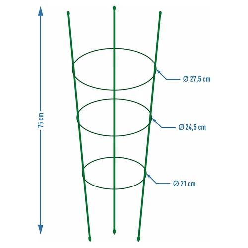 Ringstøtte til planter 3 ringe 0,7m - 2