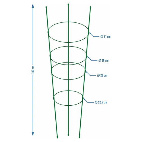 Ringstøtte til planter 4 ringe 1m - 2