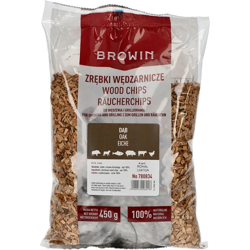 Røgeflis/grillflis, eg, 450 g, kl. 8