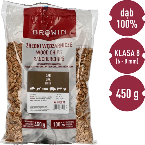 Røgeflis/grillflis, eg, 450 g, kl. 8 - 3