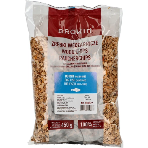 Røgeflis til røgning/grill, 50% eg + 50% el, 450 g, klasse 8
