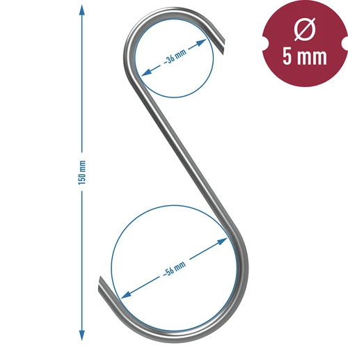 Røgehager - S, skåret 45° 5mm x 150mm 5 stk. - 7