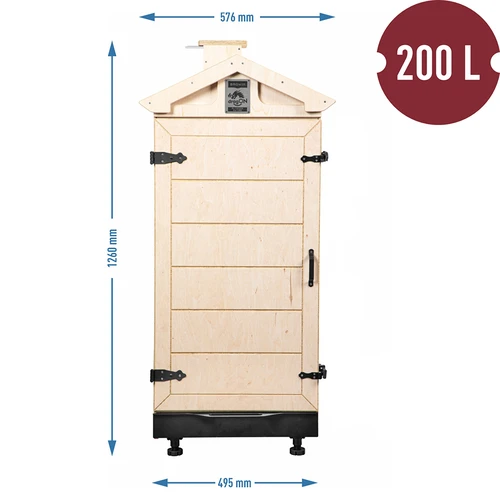 Røgekammer af certificeret krydsfiner, rammeløs, 200 l, med hjul - 4