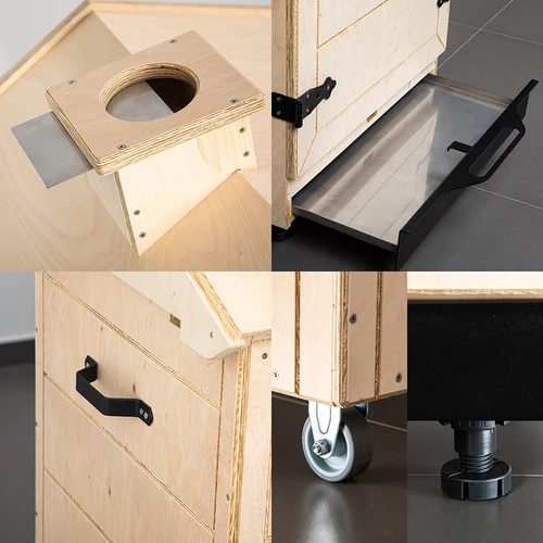 Røgekammer af certificeret krydsfiner, rammeløst 200 L, med hjul - 3