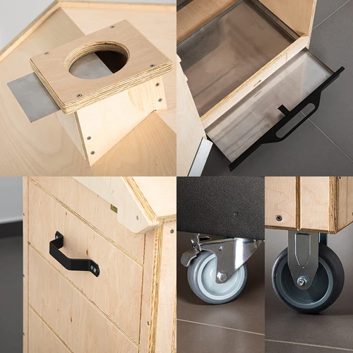 Røgekammer af certificeret krydsfiner, rammeløst, 320 L, med hjul - 3