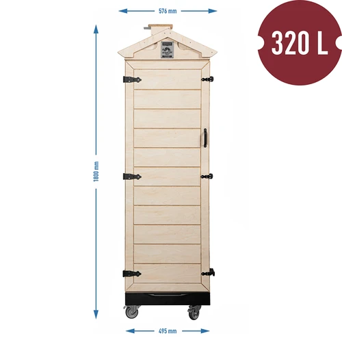 Røgekammer af certificeret krydsfiner, rammeløst, 320 L, med hjul - 4
