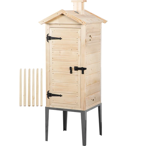 Røgekammer af grantræ, 200 L, med rustfrit understel