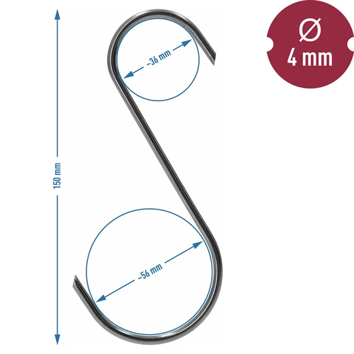 Røgekroge - S, 45° afskårne, 4 mm x 150 mm, 5 stk. - 6