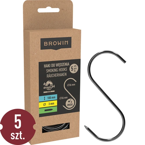 Røgekroge – S-form, spidsslebne, 3 mm x 100 mm, 5 stk.