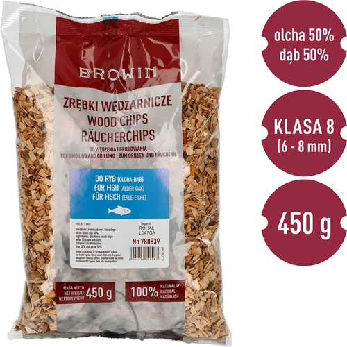 Røgesmuld til rygning/grillning, 50% eg + 50% elletræ, 450 g, kl. 8 - 2