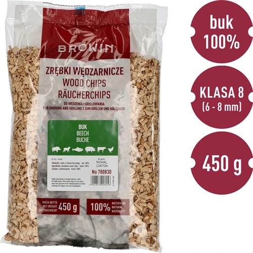 Røgesmuld til rygning/grillning, bøg, 450 g, kl. 8 - 2